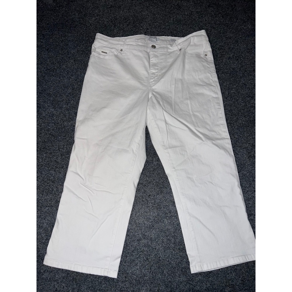 Nine West Jeans Chrystie Capri White Denim Stretch Cropped Pants Size 16